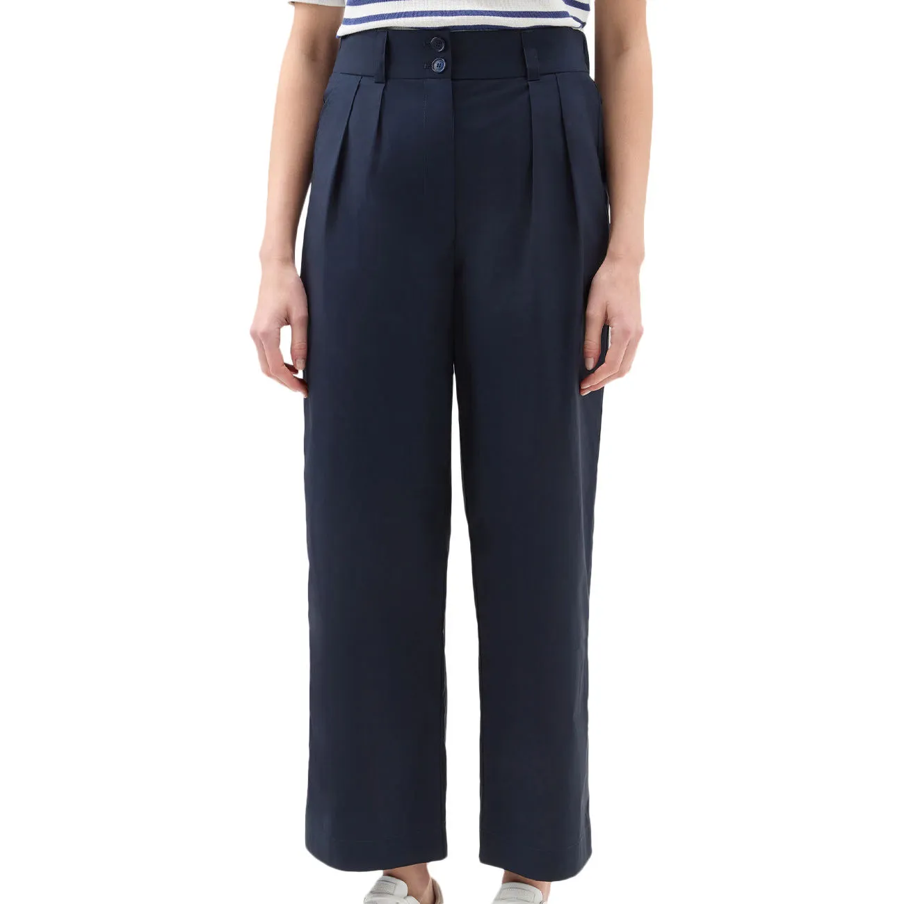 PANTALONE IN POPELINE DI PURO COTONE Donna Melton Blue