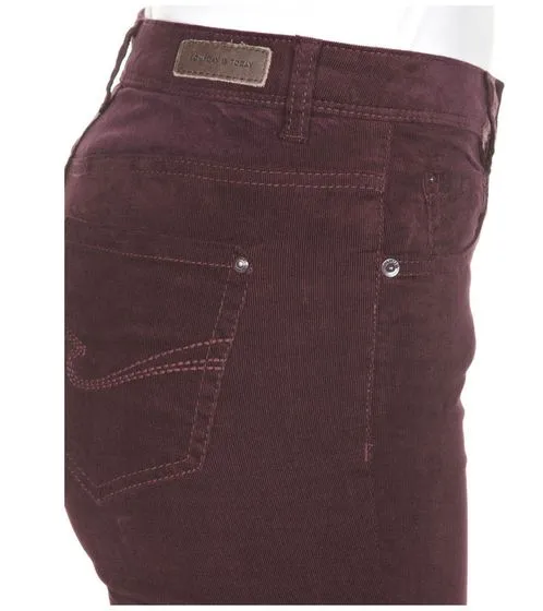 Pantaloni di velluto a coste OPUS pantaloni da donna alla moda per il tempo libero in stile bordeaux a 5 tasche