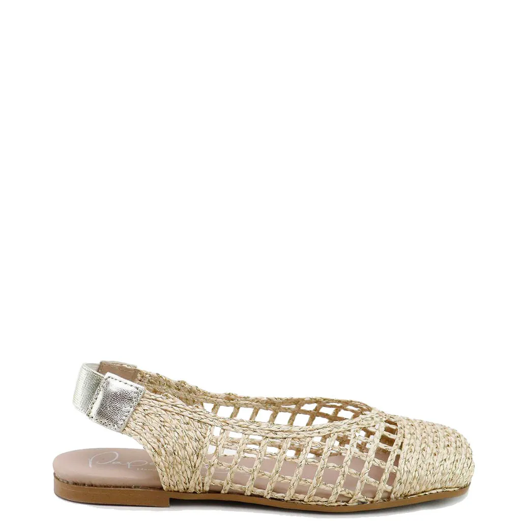 Papanatas Gold Basketweave Squaretoe Mule