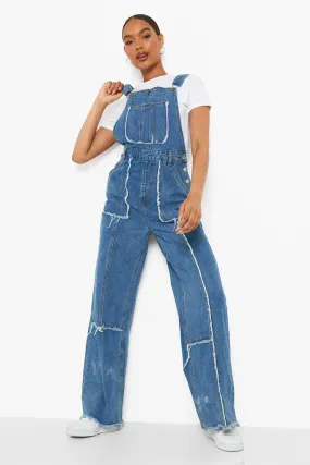 Patchwork Denim Boyfriend Overalls