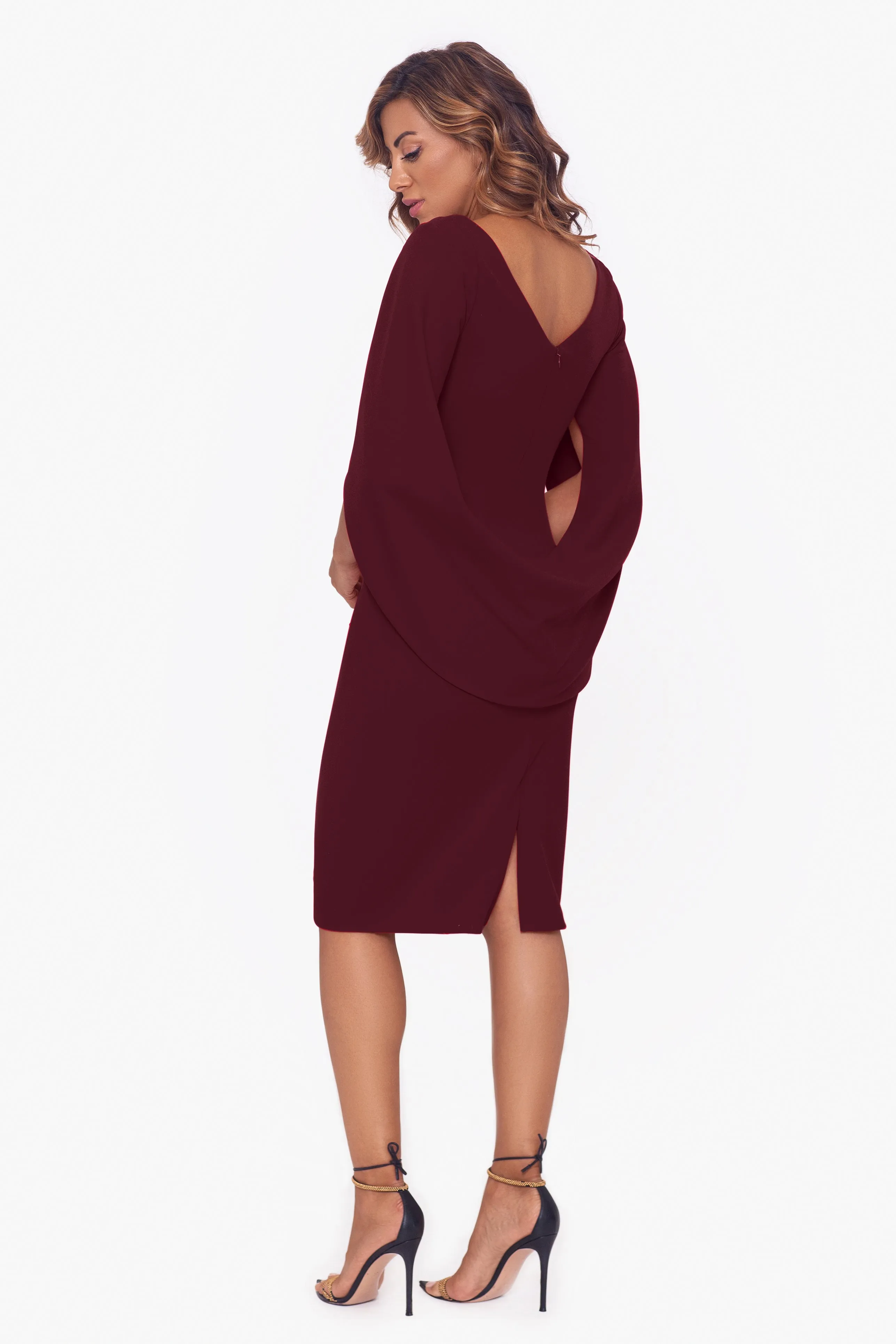 Petite Jordan Short Scuba Crape Draped Back Dress