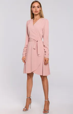 Pink flared wrap dress