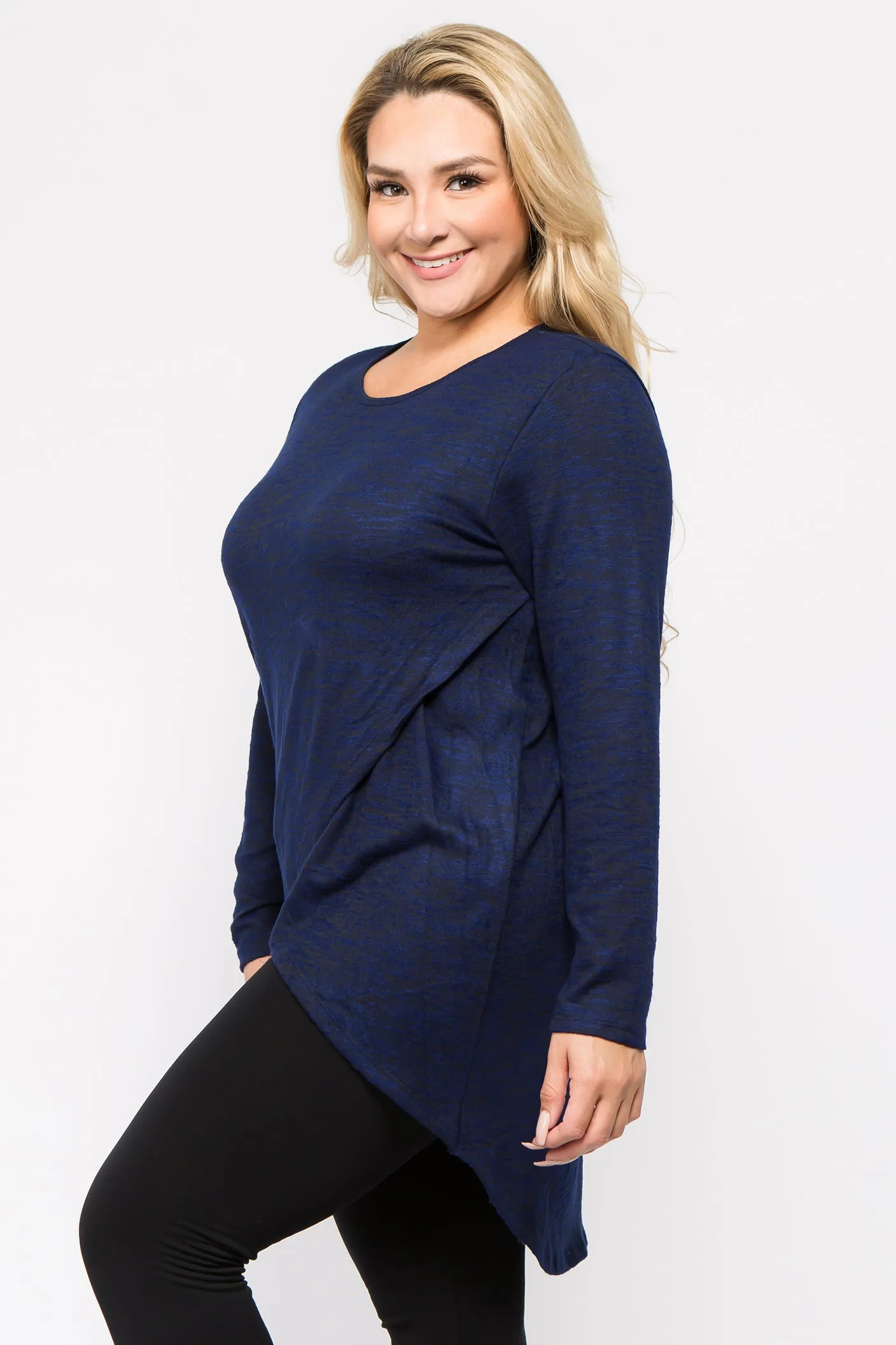 Plus Size Surplice Wrap Tunic Sweater Top