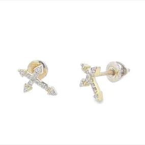 Pointed Cross Diamond Earrings .12cttw 10K Gold