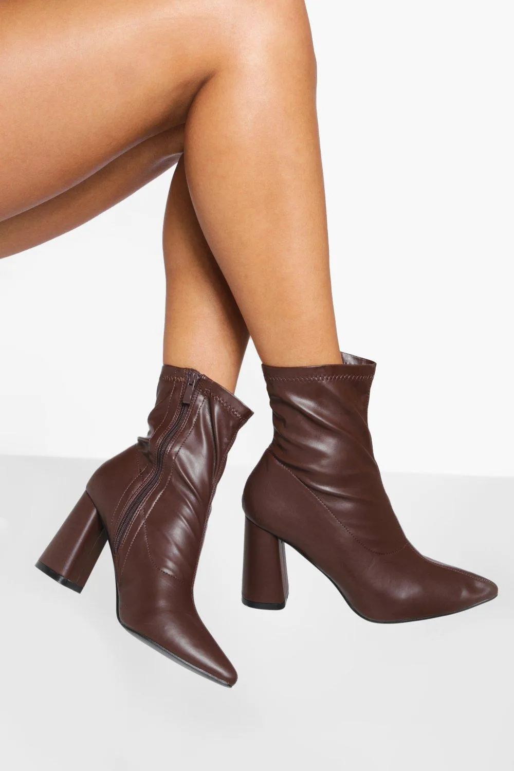 Pointed Pu Sock Boots