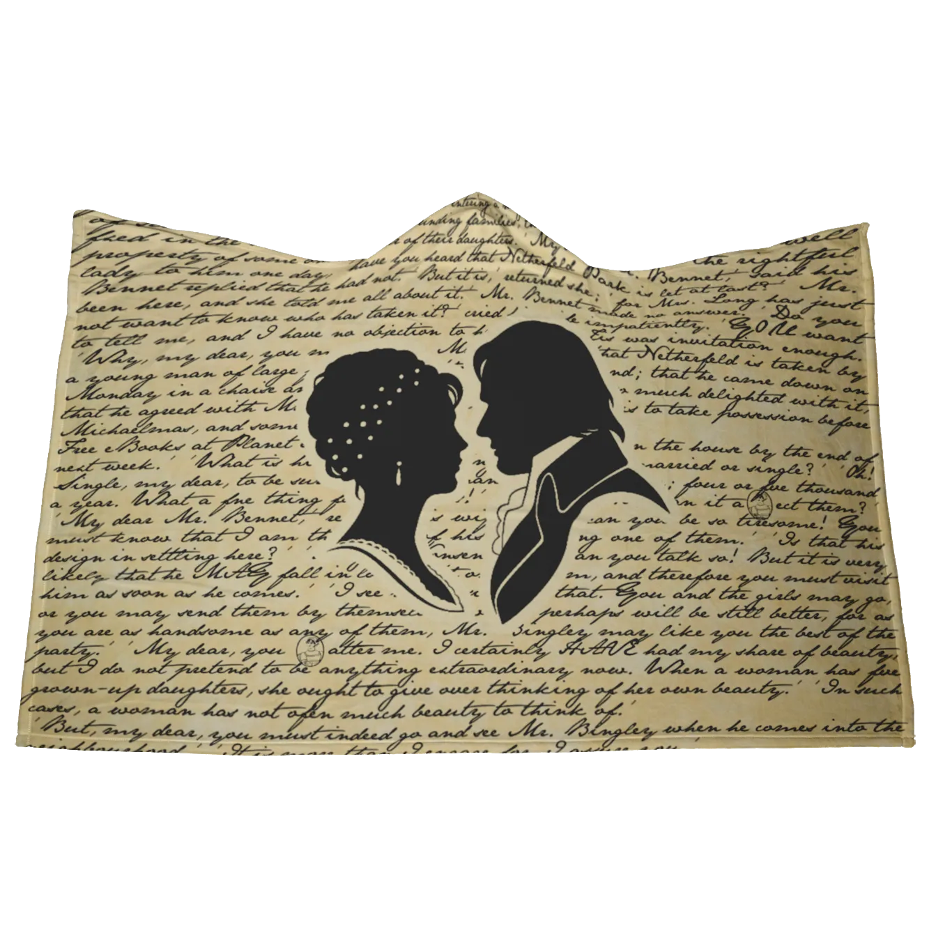 Pride And Prejudice Vintage Book Page Hooded Blanket