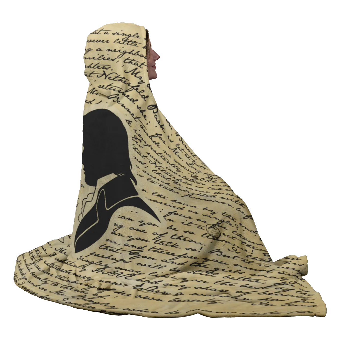 Pride And Prejudice Vintage Book Page Hooded Blanket