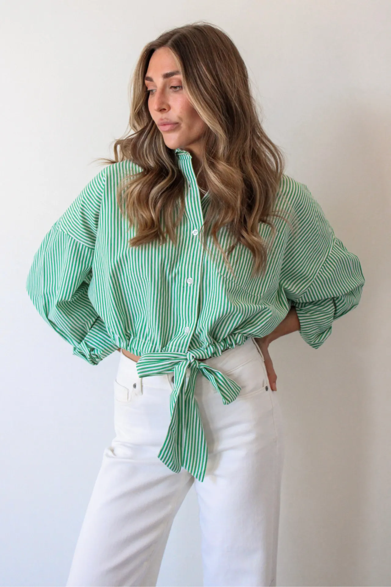 Primrose Button Up Top in Green