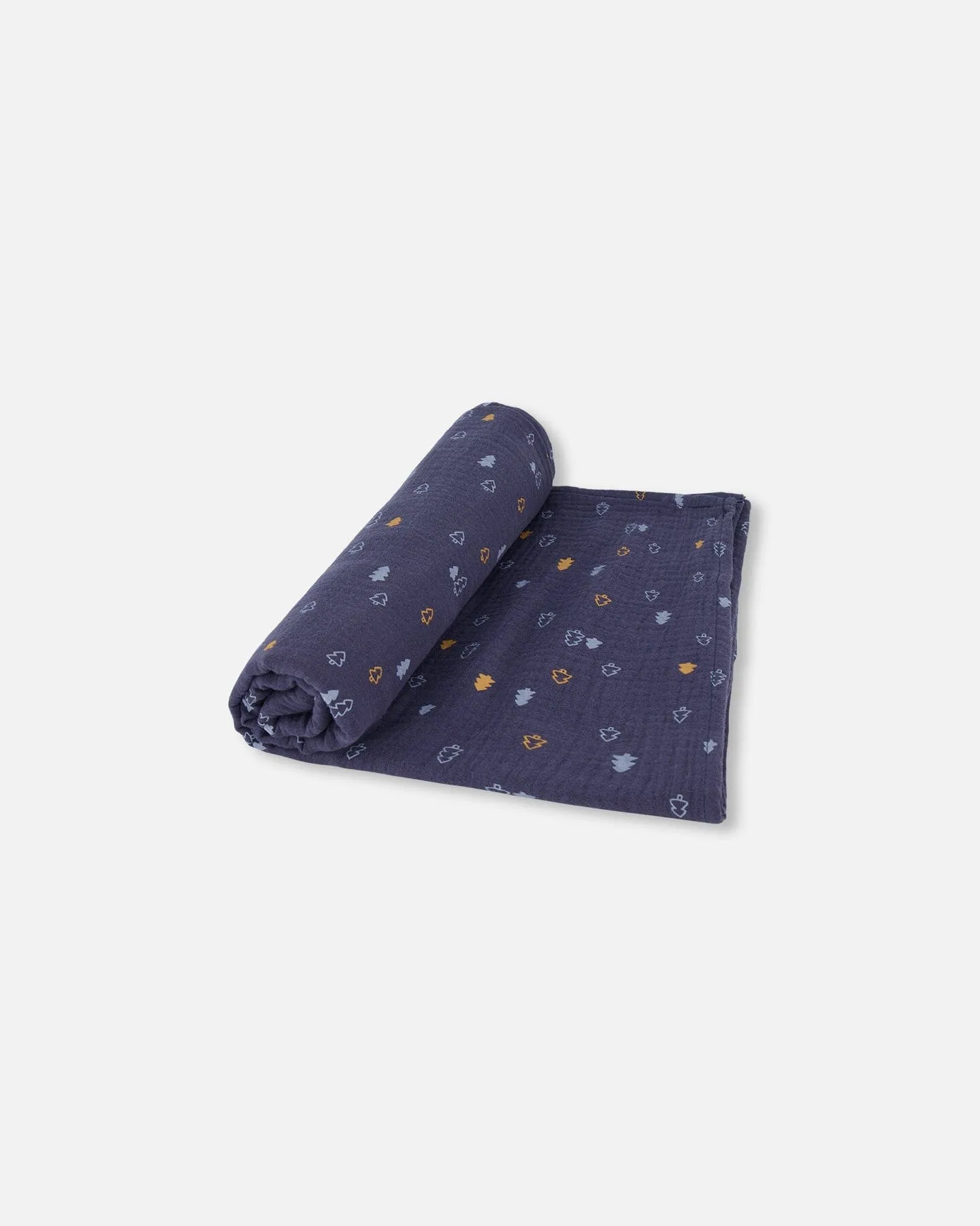 Printed Muslin Blanket Blue With Pine