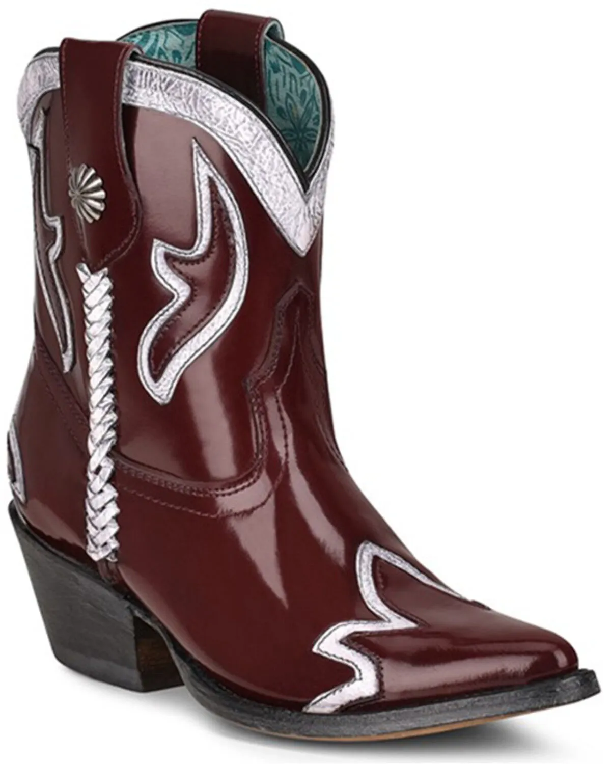 Product Name:  Corral Women's Burgundy Embroidery Western Booties - Pointed Toe