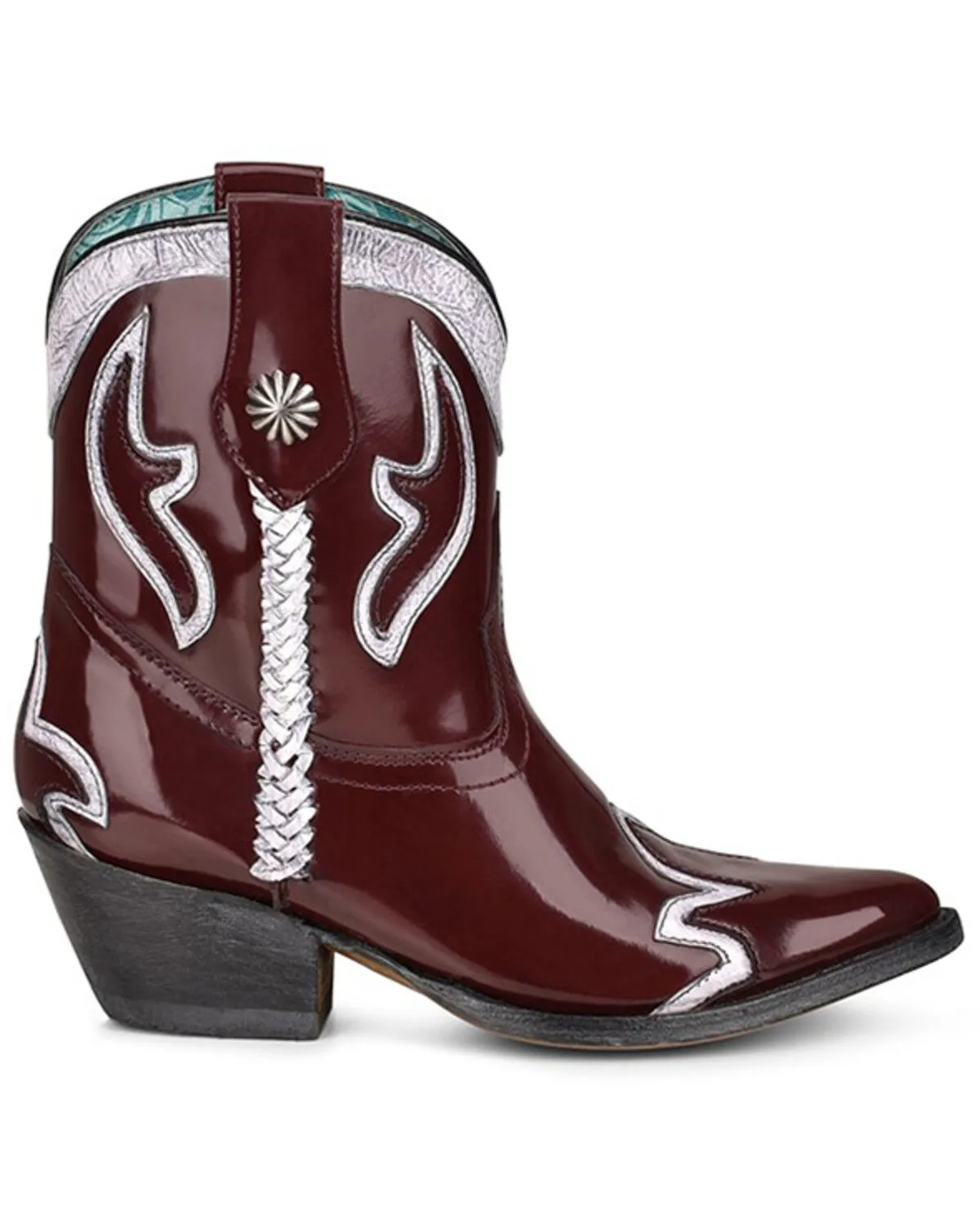 Product Name:  Corral Women's Burgundy Embroidery Western Booties - Pointed Toe