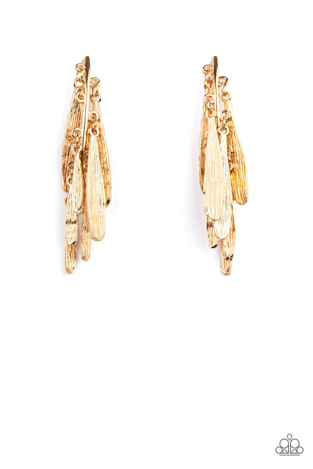 Pursuing The Plumes - Gold ~ Paparazzi Earrings