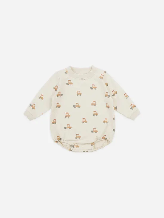 Quincy Mae - Crewneck Bubble Romper - Tractors