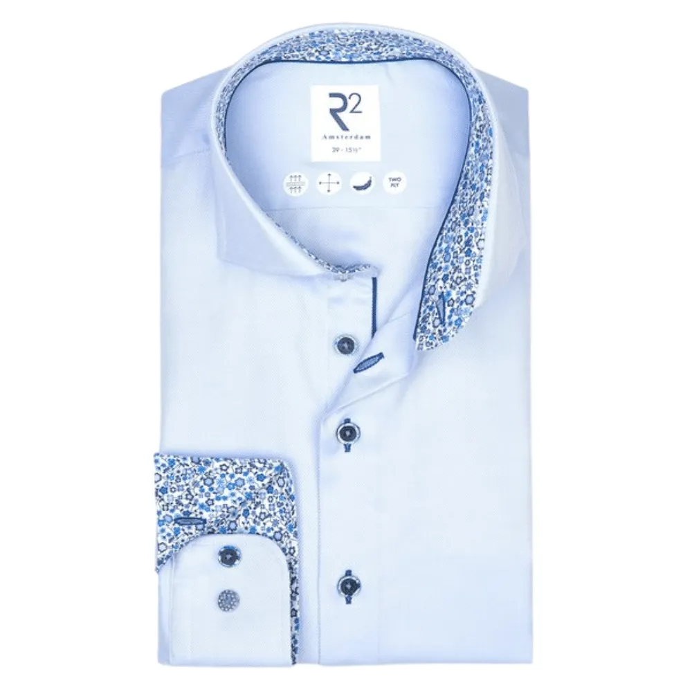 R2 Amsterdam Blue 2 PLY Organic Cotton Shirt | Menswear Online