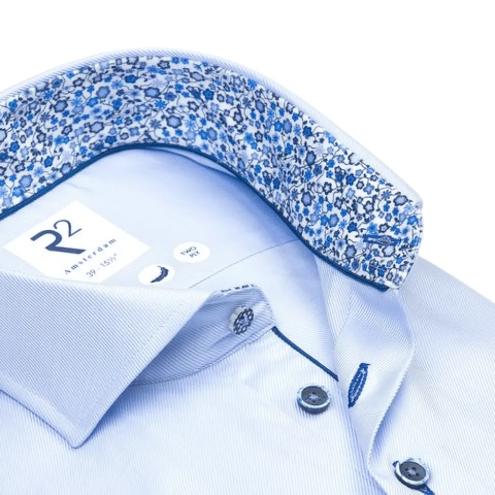 R2 Amsterdam Blue 2 PLY Organic Cotton Shirt | Menswear Online