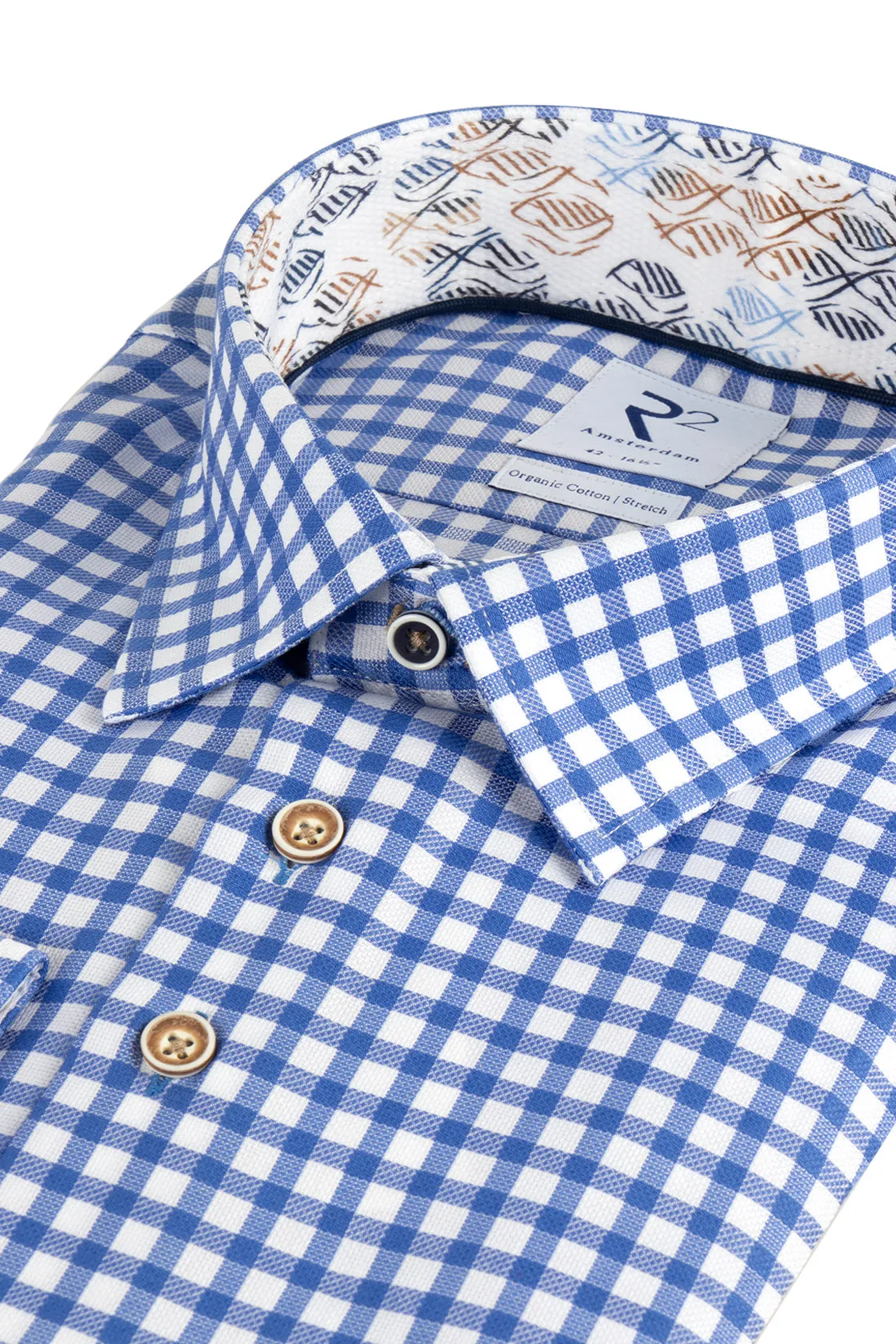 R2 Amsterdam Check Shirt Blue