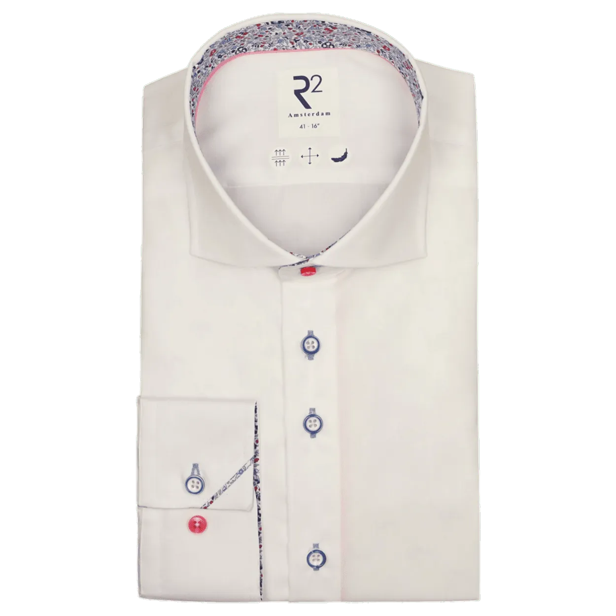 R2 Amsterdam Floral Trim Formal Shirt