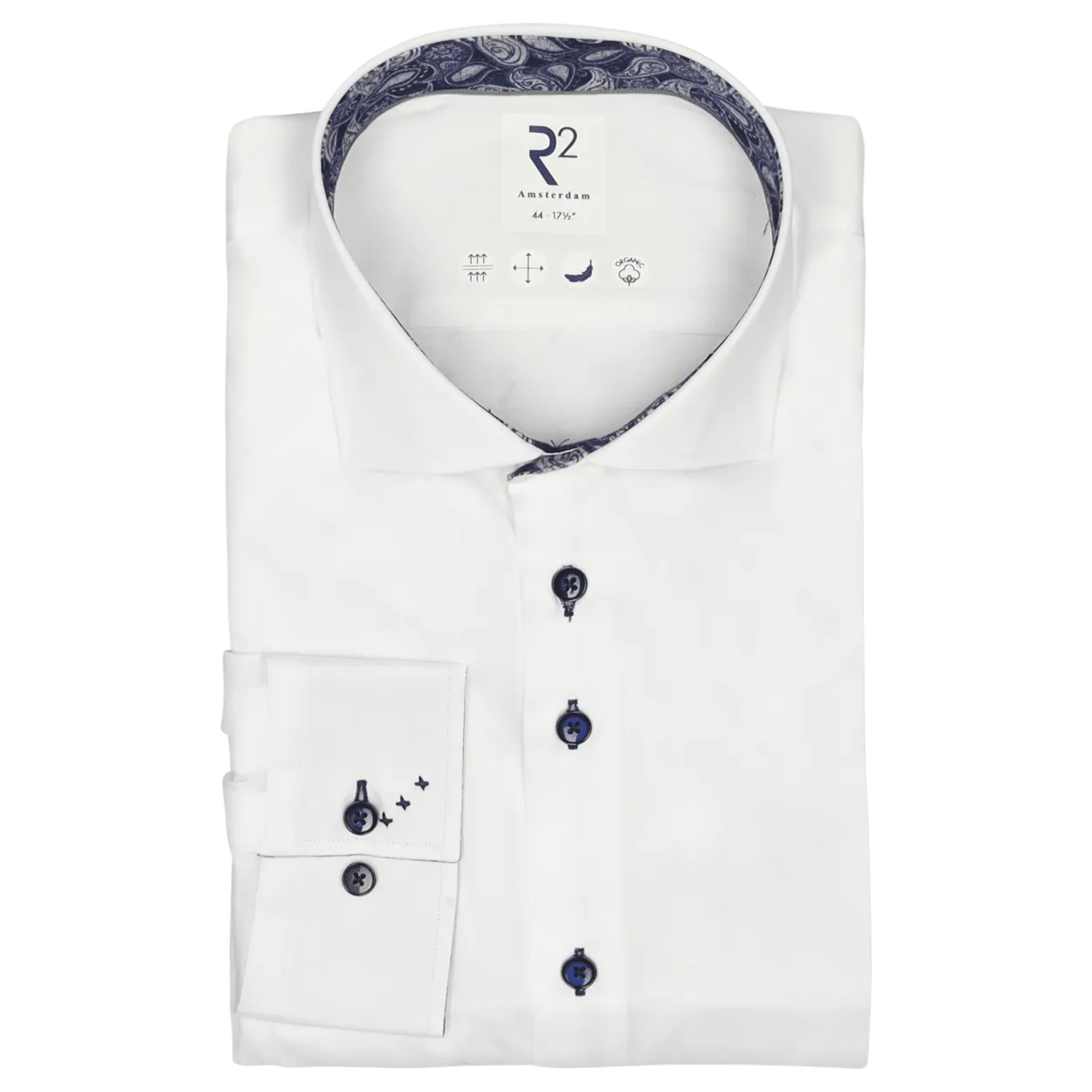 R2 Amsterdam Formal Long Sleeve Shirt With Navy Trim