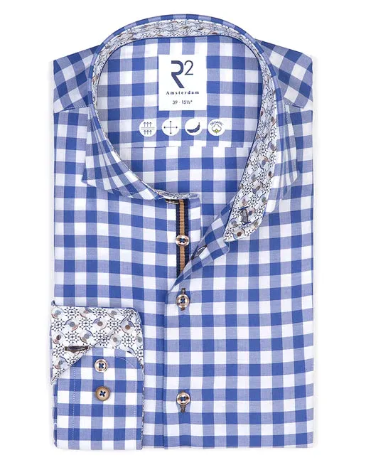 R2 Amsterdam Gingham LS Shirt Blue Vichy Check