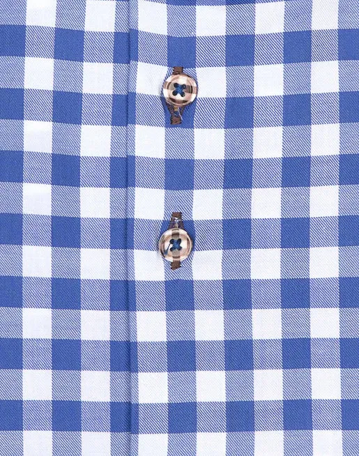 R2 Amsterdam Gingham LS Shirt Blue Vichy Check