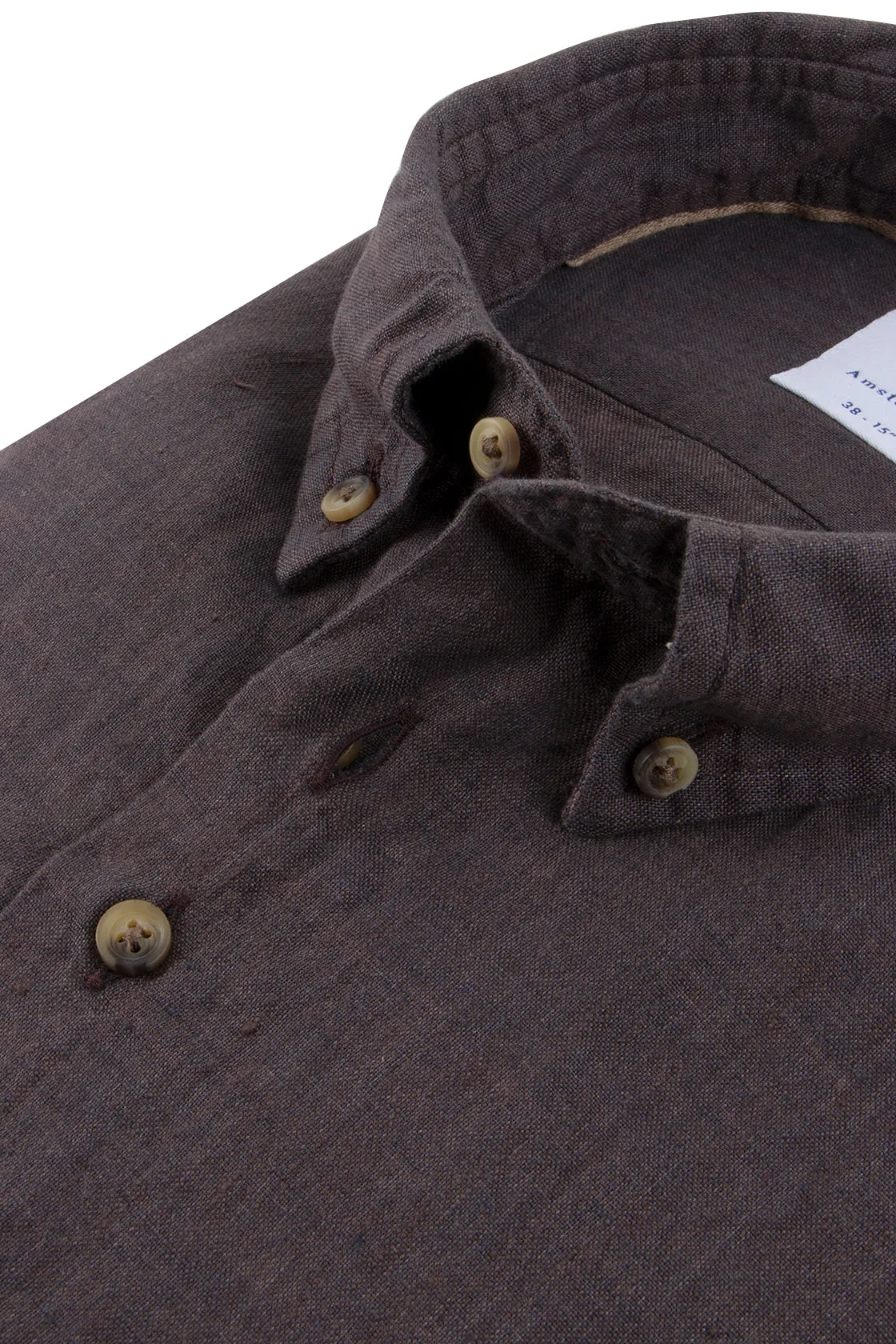 R2 Amsterdam Linen Fit Shirt Dark Brown