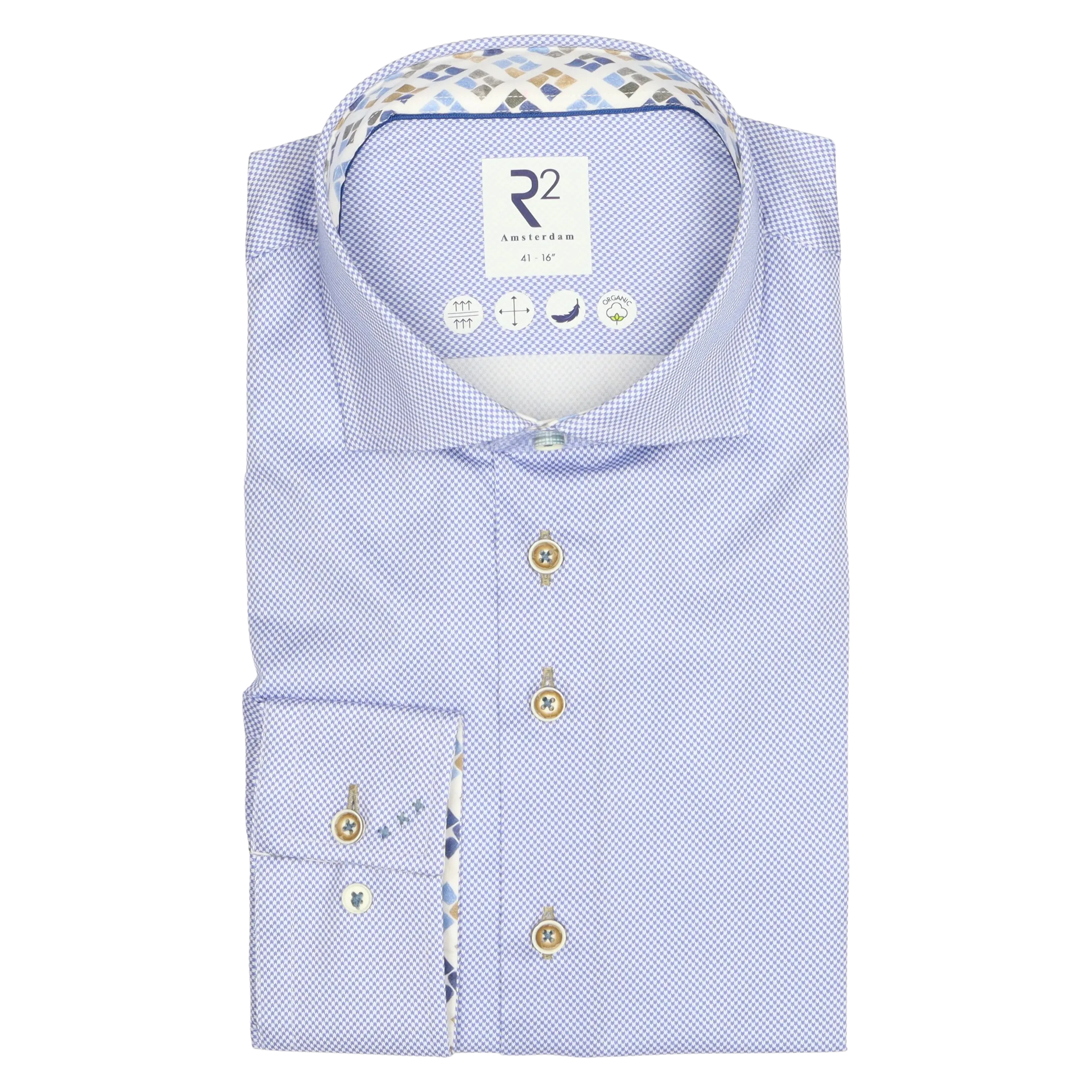 R2 Amsterdam Micro Check Long Sleeve Shirt