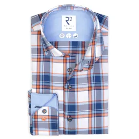 R2 Amsterdam Oxford Check LS Shirt Blue