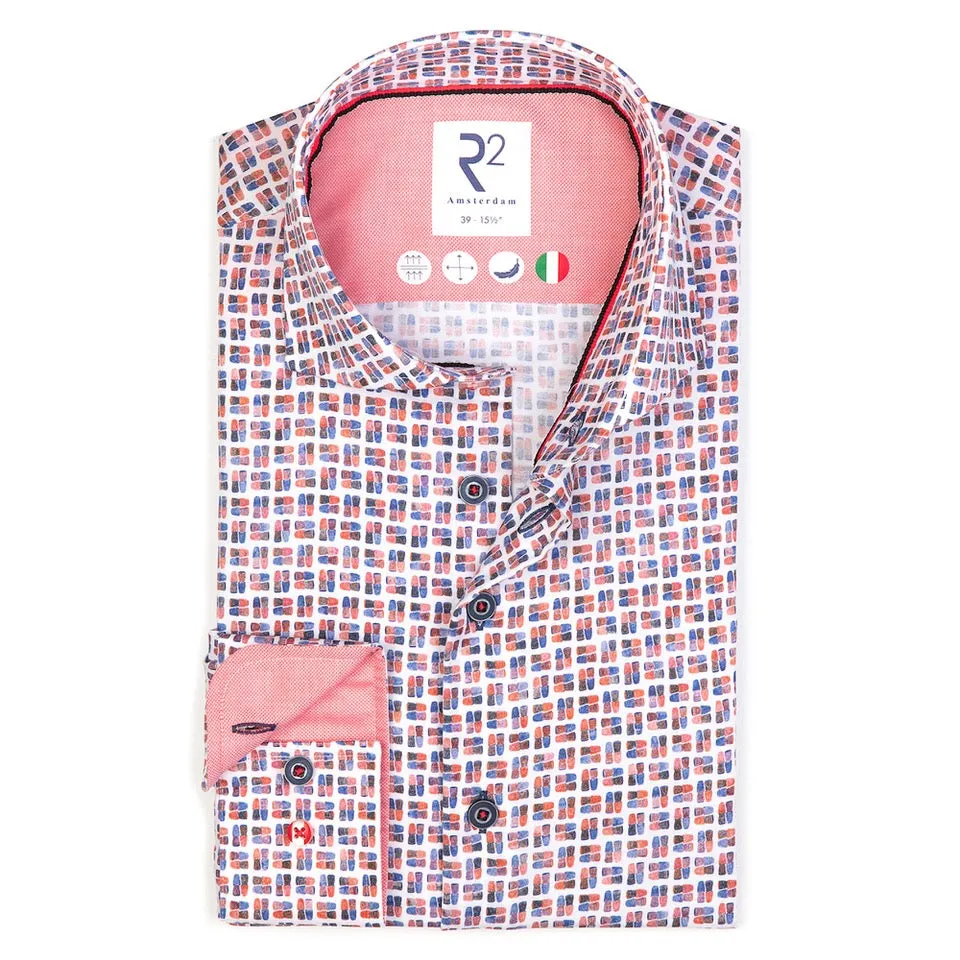 R2 Amsterdam Poplin Print LS Shirt Multi