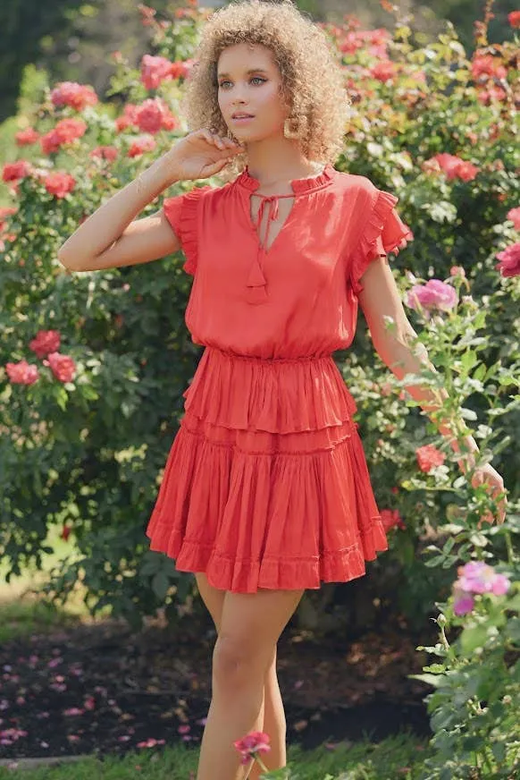 Reset By Jane    Claire Ruffle Layered Dress Candy Apple