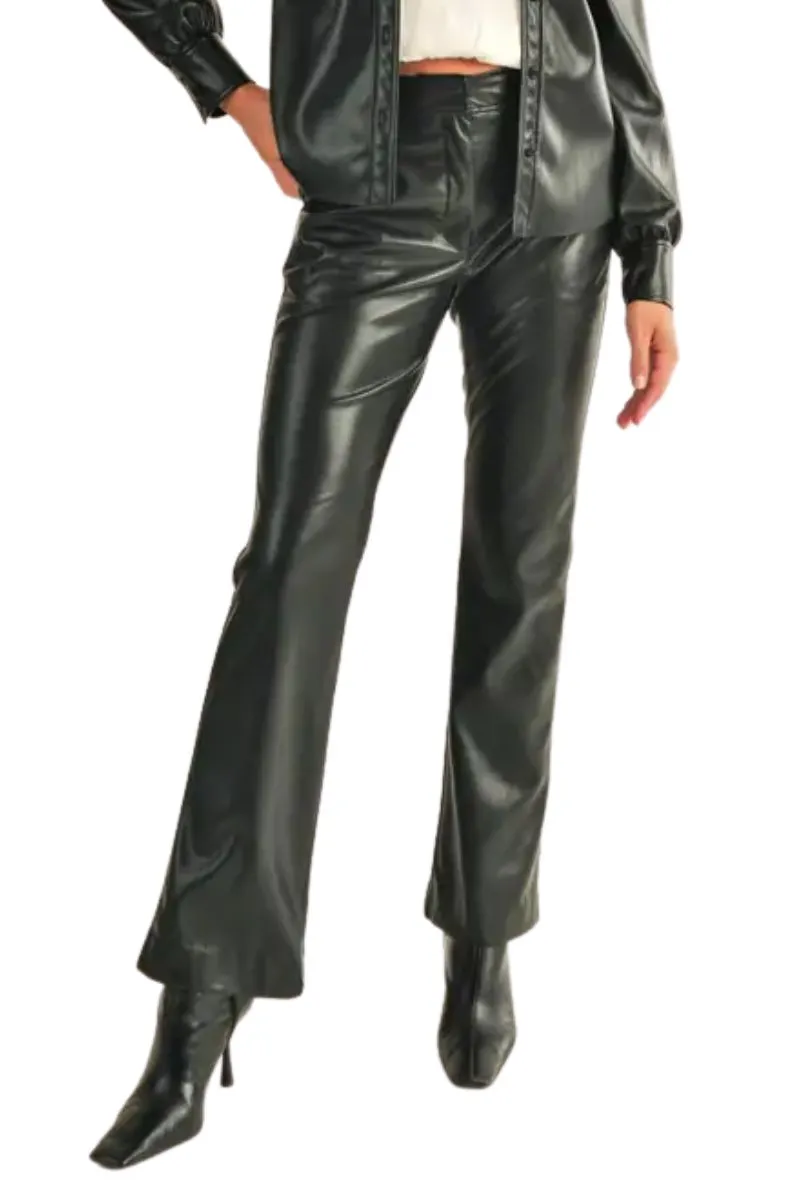 Reset By Jane Leather Bootleg Pant in Black