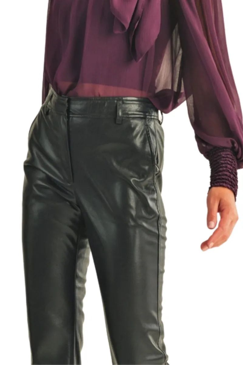 Reset By Jane Leather Bootleg Pant in Black