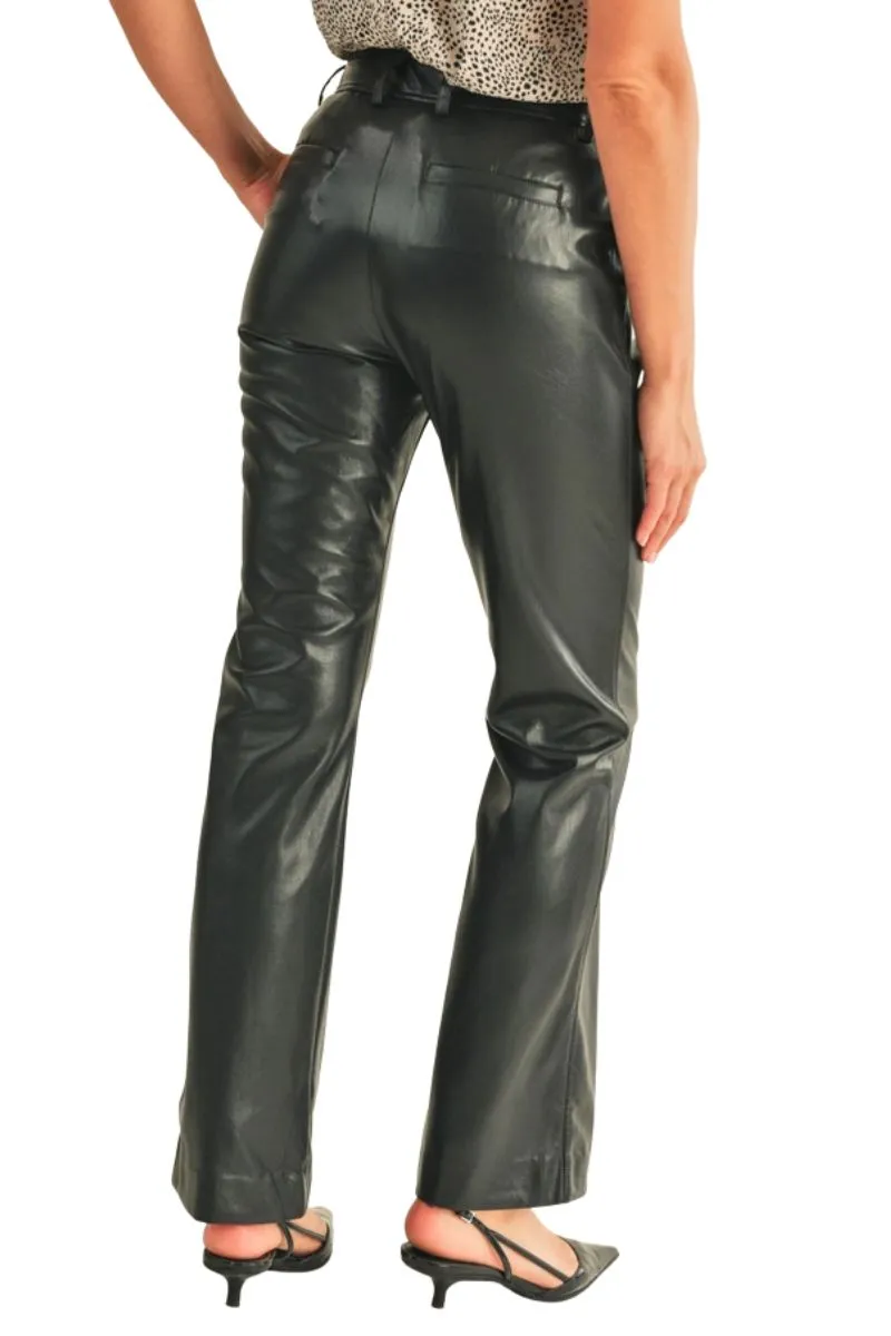 Reset By Jane Leather Bootleg Pant in Black