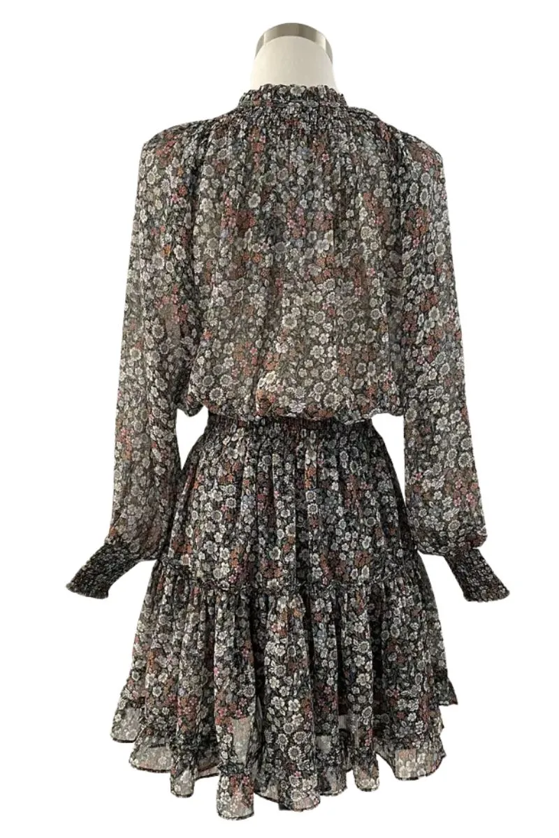 Reset By Jane L/S Layered Floral Dress in Black Combo