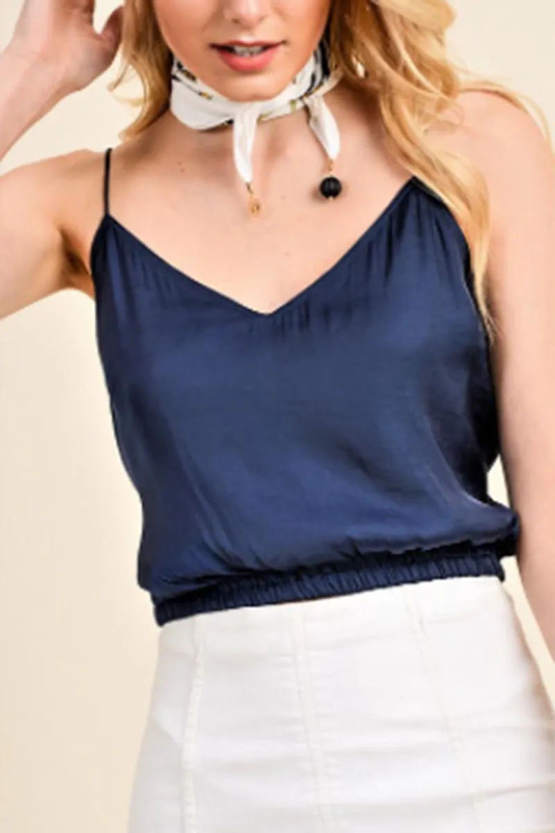 Reset By Jane Silky Crop Top in Navy