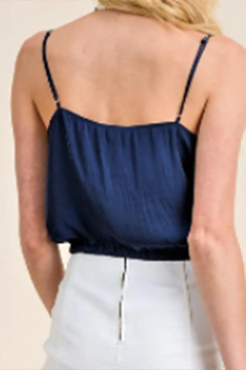 Reset By Jane Silky Crop Top in Navy