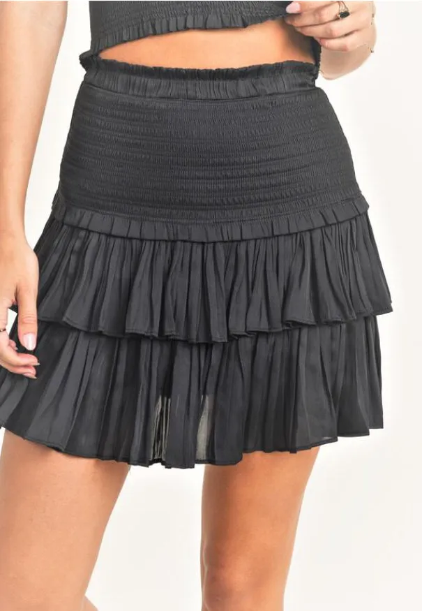 Reset By Jane Silky Smocking Layered Short Skirt