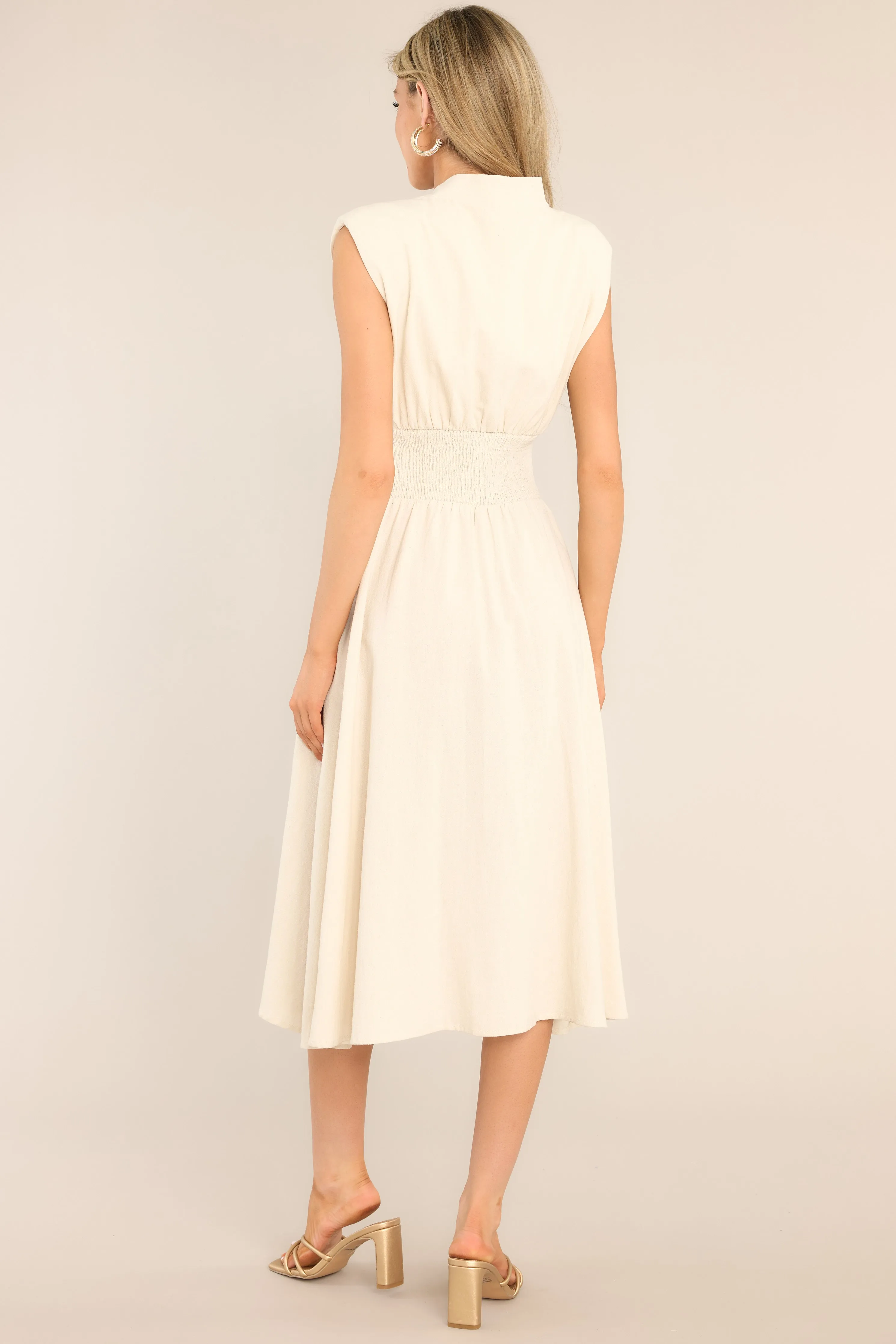 Return Someday Beige 100% Cotton Midi Dress