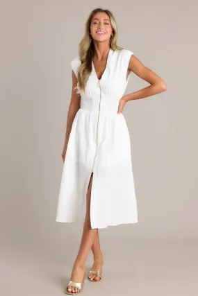 Return Someday White 100% Cotton Midi Dress