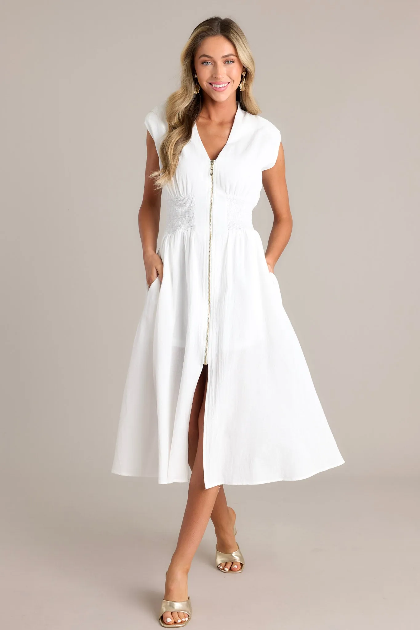 Return Someday White 100% Cotton Midi Dress