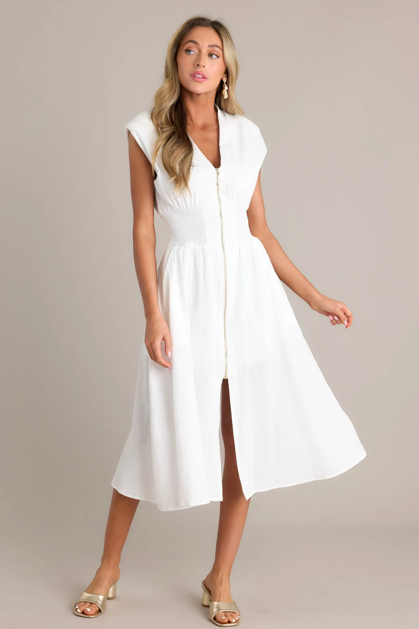 Return Someday White 100% Cotton Midi Dress