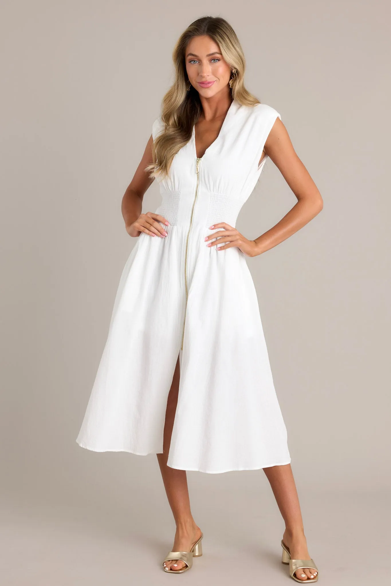 Return Someday White 100% Cotton Midi Dress