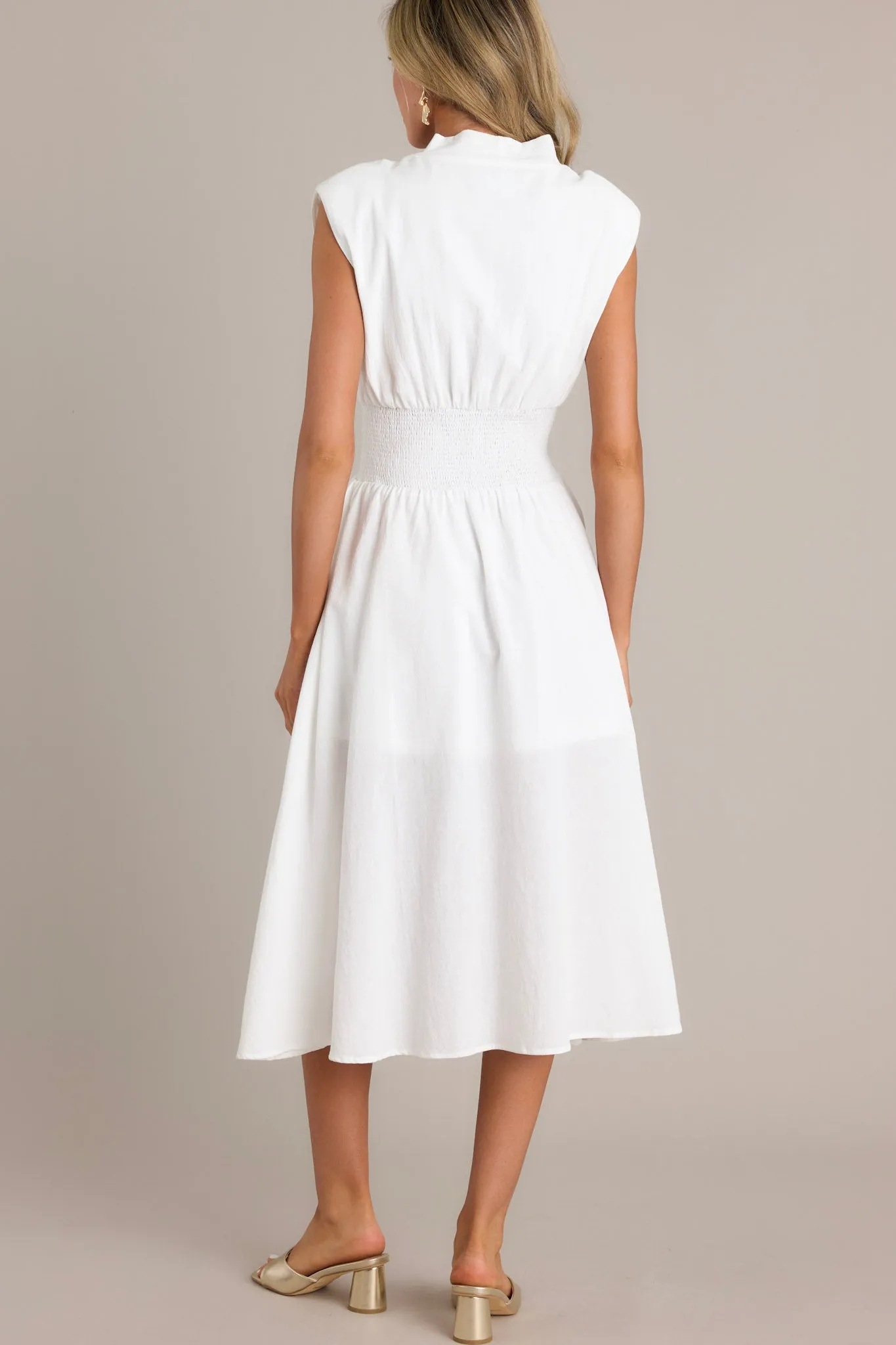 Return Someday White 100% Cotton Midi Dress