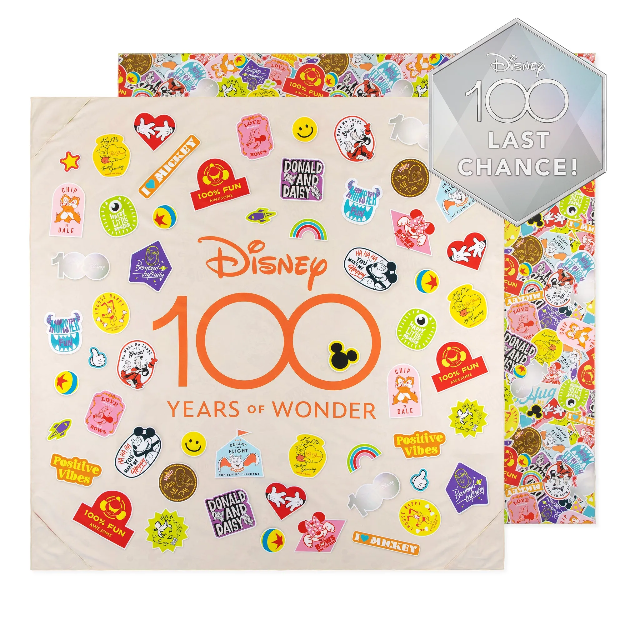 Reversible Roll & Go Blanket, Disney 100 Happy Faces