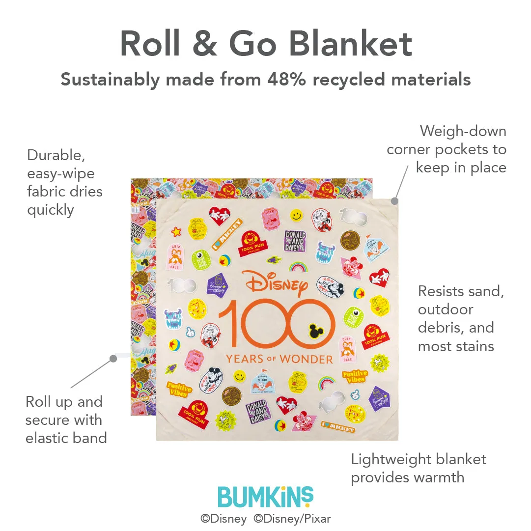 Reversible Roll & Go Blanket, Disney 100 Happy Faces