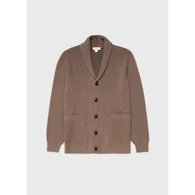 Ribbed Shawl Neck Cardigan | Men | Cedar