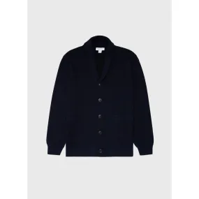 Ribbed Shawl Neck Cardigan | Men | Navy