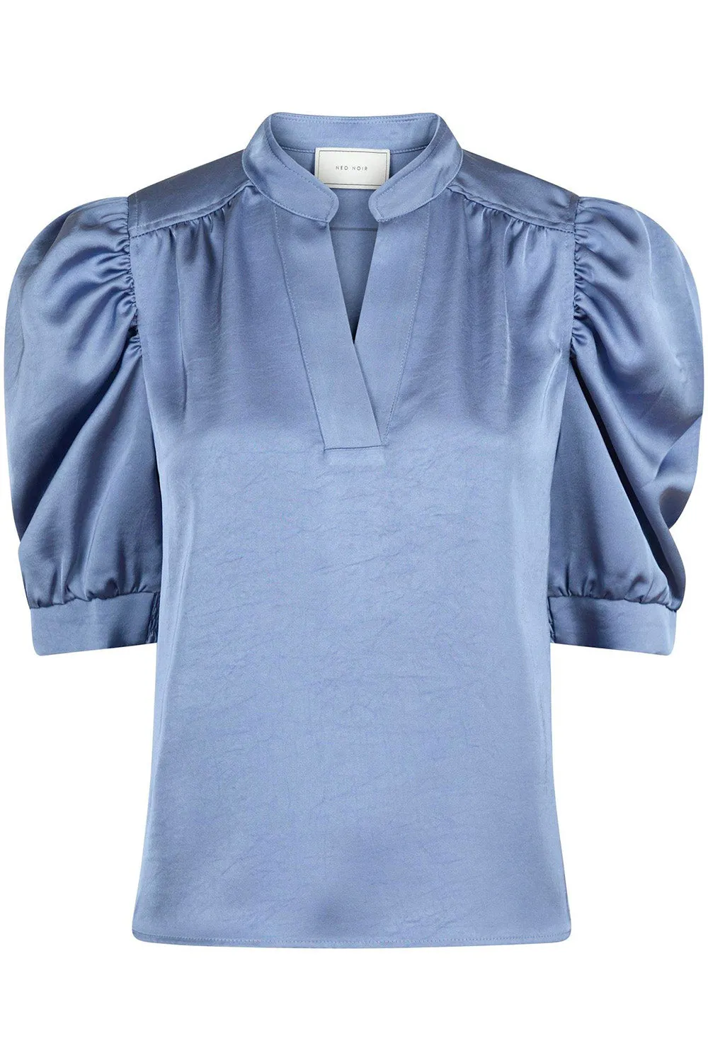 Roella Heavy Sateen Blouse | Smoke Blue | Bluse fra Neo Noir