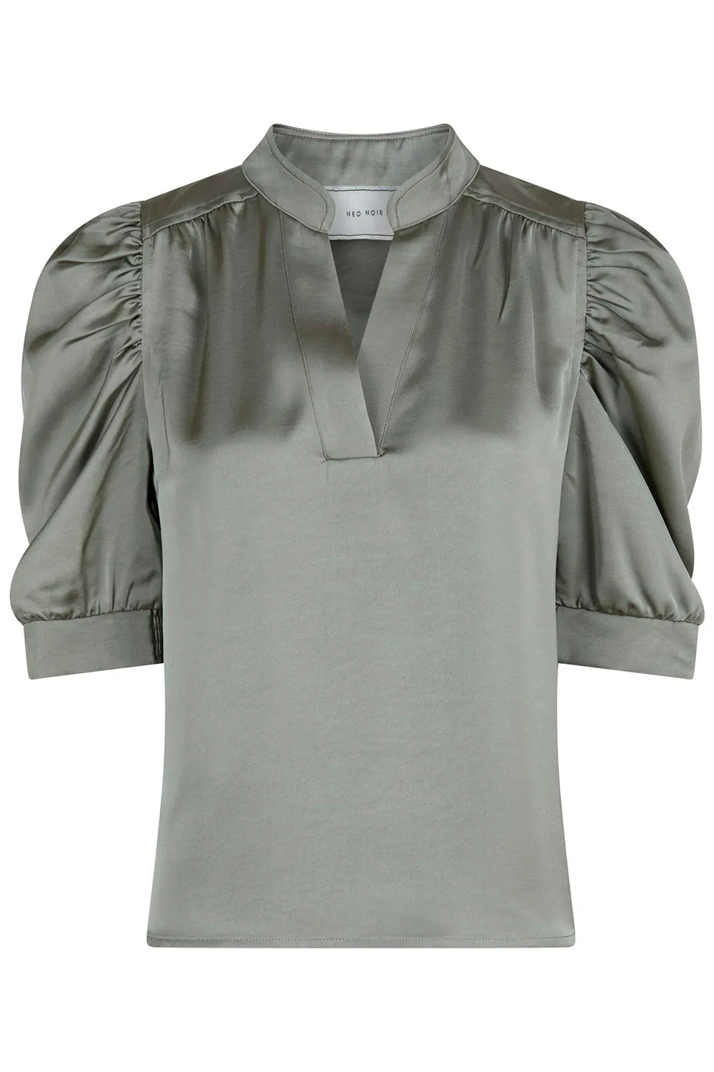 Roella Heavy Sateen Blouse | Smoke Green | Bluse fra Neo Noir