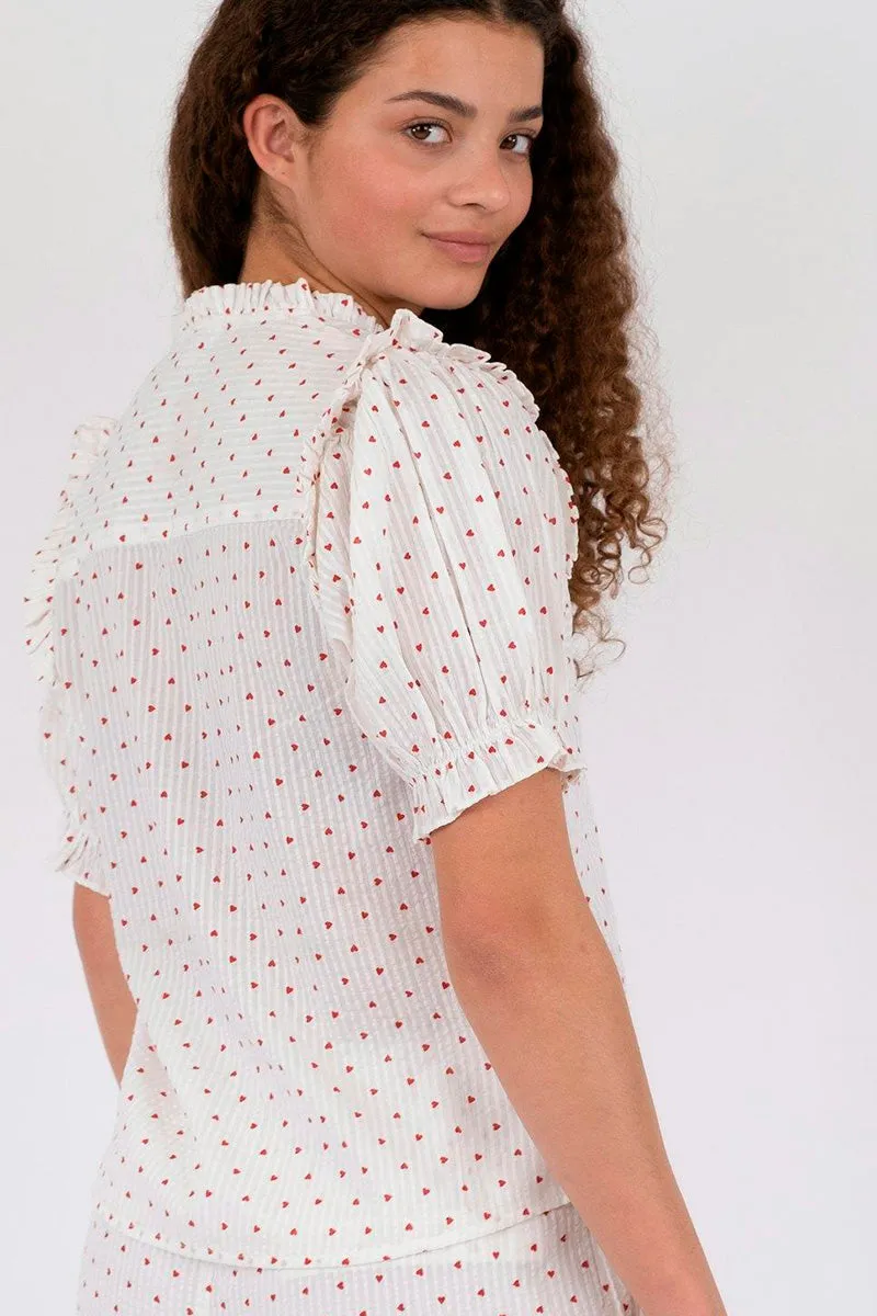 Rosalie Heart Blouse | White | Bluse fra Neo Noir