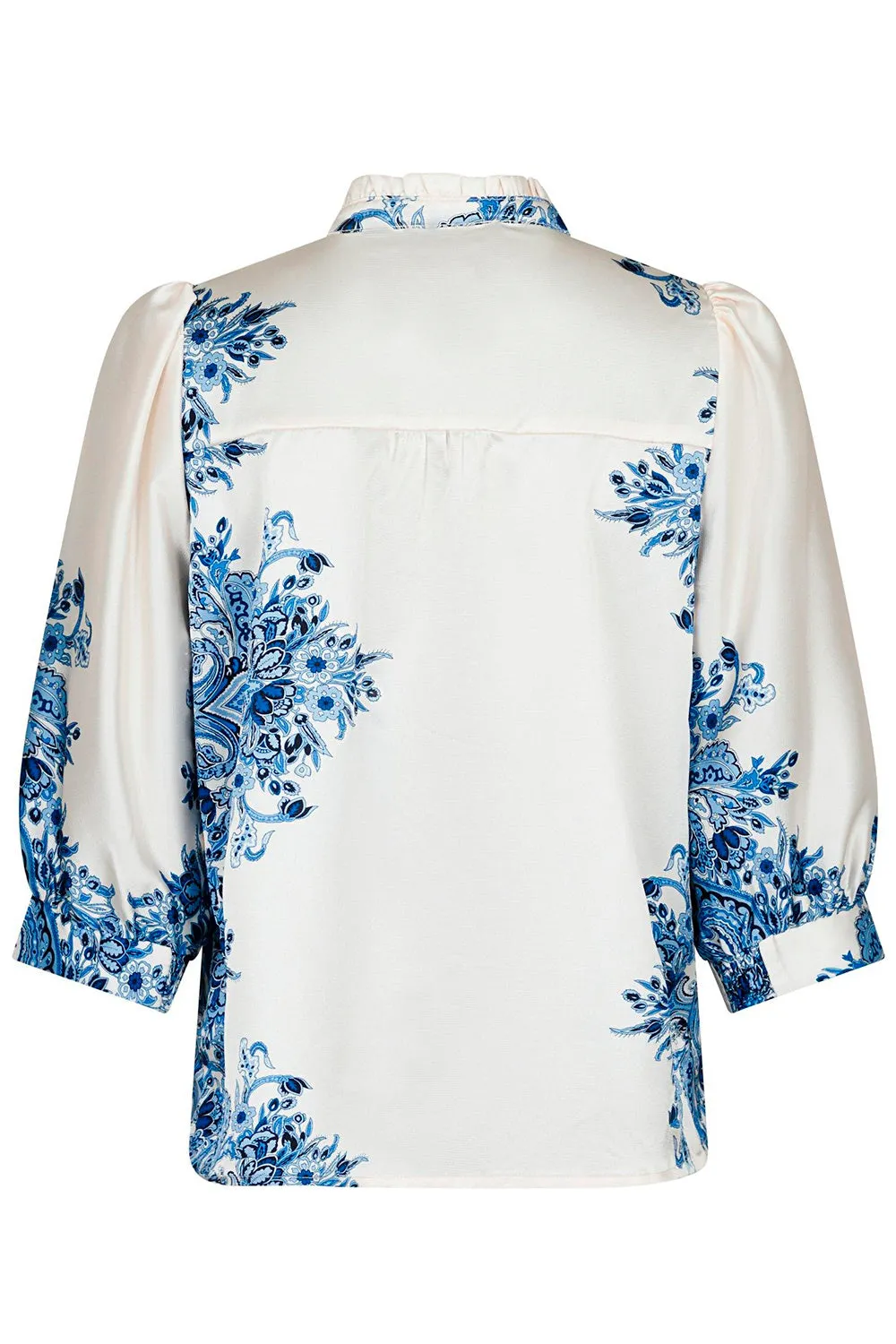 Roselle Paisley Border Blouse | Bright Blue | Bluse fra Neo Noir